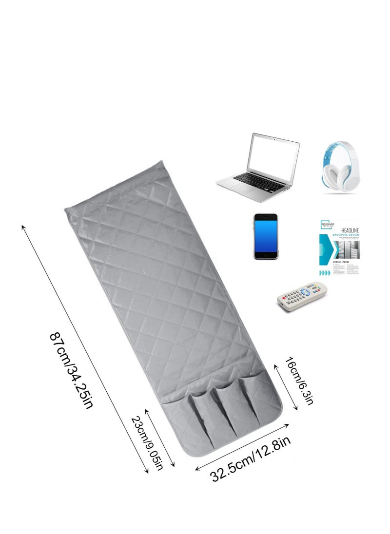 Generic - Sofa Remote Control Holder, Grey Arm Chair Tidy Organisers, Armchair Caddy Non-Slip Bedside Sofa Caddy Hanging Soft Armrest Organiser with 5 Pockets for Tablet Cellphone, Magazines Book, Glasses - Image 1