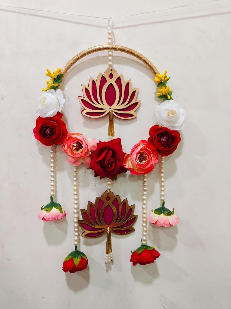 Sellplus Peony Flower Cardboard Lotus Latkan Moti Chudi Hanging for Diwali Decoration Home Decoration and All Festival Decor 1