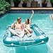 Sunrio Inflatable Tanning Pool Lounger Float for Adults Blow up Pool Lake floaties Sunbathing Tub Tanning Bed with Pillow and Drink Holders for Backyard Beach Summer Water Party XLClear Green - Image 3