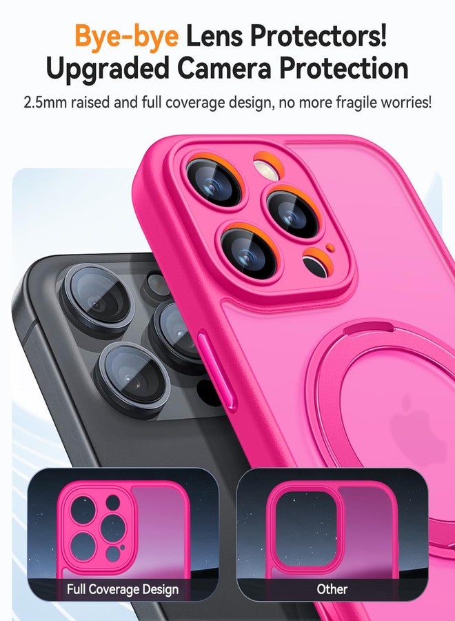 CANSHN 360° Stand for iPhone 16 Pro Case with Camera Protection [Camera Control Button] for Magsafe (Magnetic Robust Stand Ring), Matt Bright Pink - Image 5