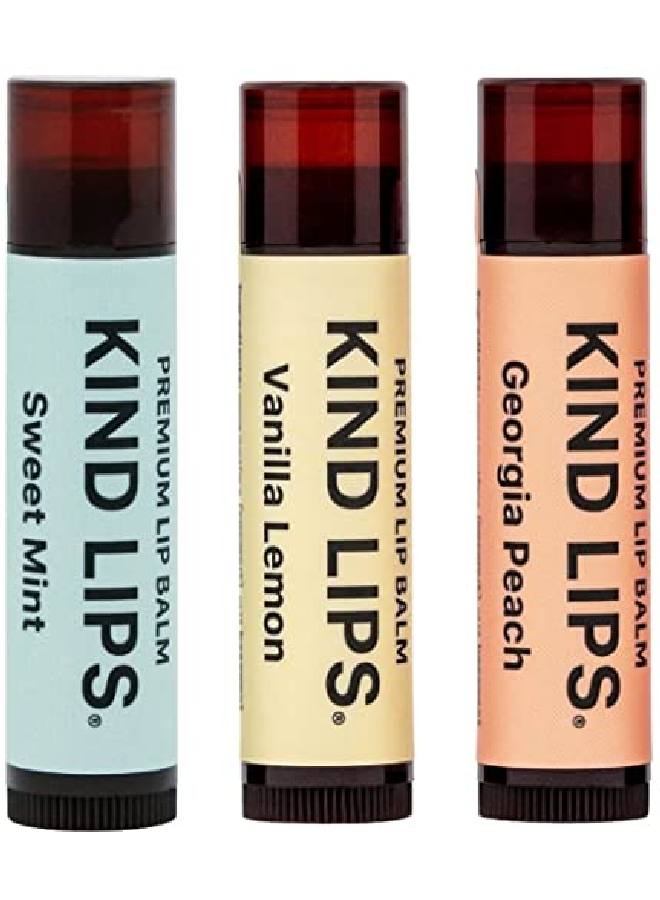 Kind Lips بلسم شفاه مغذي مهدئ مرطب للشفاه الجافة المتشققة المصنوعة في الولايات المتحدة مع مكونات عضوية طبيعية 100% من وزارة الزراعة الأمريكية مجموعة نكهات من 3 - Image 2