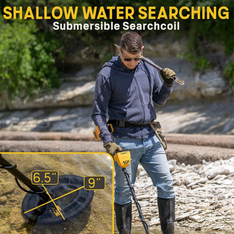 Garrett كاشف المعادن غاريت ACE 200 للبالغين والأطفال، صنع في الولايات المتحدة الأمريكية، ملف بحث مقاوم للماء - Image 5