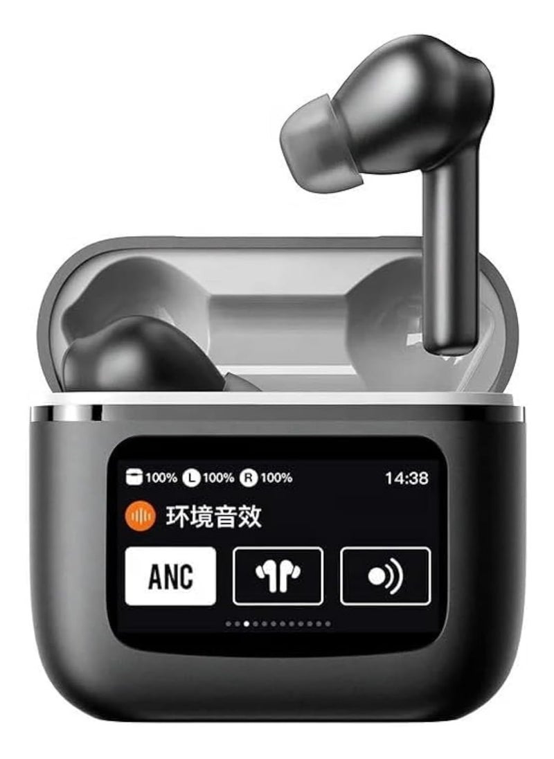FARROBIZZ Earbuds Pro With LED Touch Control Screen True Wireless EarPods Active Noise Cancellation ANC Headphones Strong Battery Health Water Resistance Superior Sound Quality 6Mic Technology(BLACK)  - Image 1