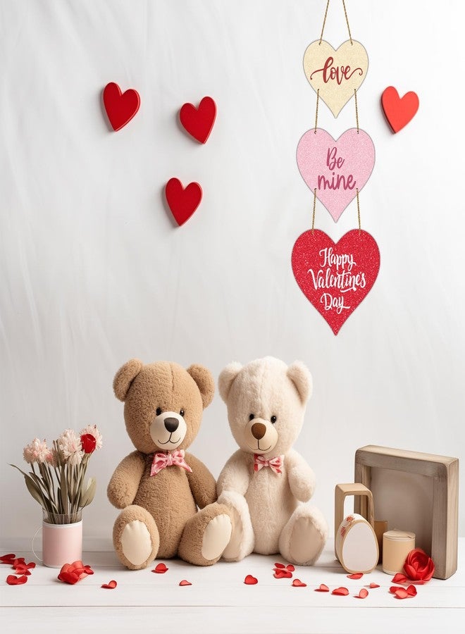 YUNKKIN Valentines Day Door Decorations Glittery Heart Wreath Valentines Day Wall Decor Wooden Valentines Door Hanger Love Be Mine Happy Valentines Day Door Sign for Front Door Wall Indoor Home Decor - Image 5