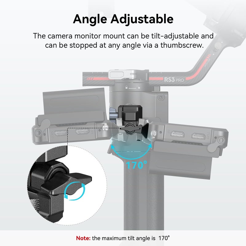 SMALLRIG Adjustable Camera Monitor Mount with Quick Release NATO Clamp, Cold Shoe Mount, Anti-Twist Design for DJI RS 4 / RS 4 Pro/RS 2 / RSC 2 / RS 3 / RS 3 Pro/RS 3 Mini - Image 3
