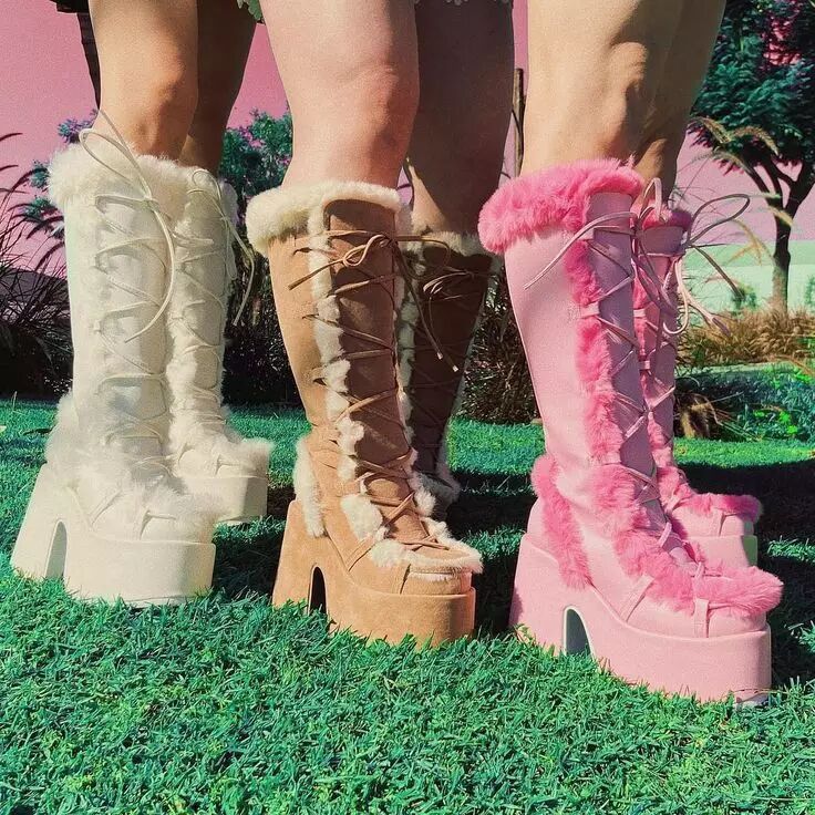 Dropshopping2022 Fashion Thick Bottom Banquet 40-43 Plus Size Mao Mao High Heel High Boots - Image 1