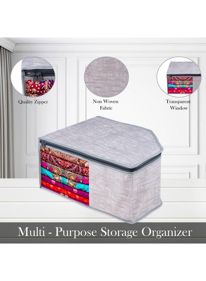 Kuber Industries Blouse Cover | Clothes Storage Bag | Zipper Closure Wardrobe Organizers | Clothes Organizer with Transparent Window | Jute Printed Clothes Bag | Pack of 6 | Gray - Image 4