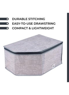 Kuber Industries Kuber Industries Blouse Cover | Clothes Storage Bag | Zipper Closure Wardrobe Organizers | Clothes Organizer with Transparent Window | Jute Printed Clothes Bag | Pack of 6 | Gray  - Image 5