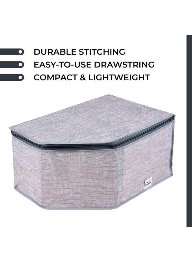 Kuber Industries Blouse Cover | Clothes Storage Bag | Zipper Closure Wardrobe Organizers | Clothes Organizer with Transparent Window | Jute Printed Clothes Bag | Pack of 6 | Gray - Image 5