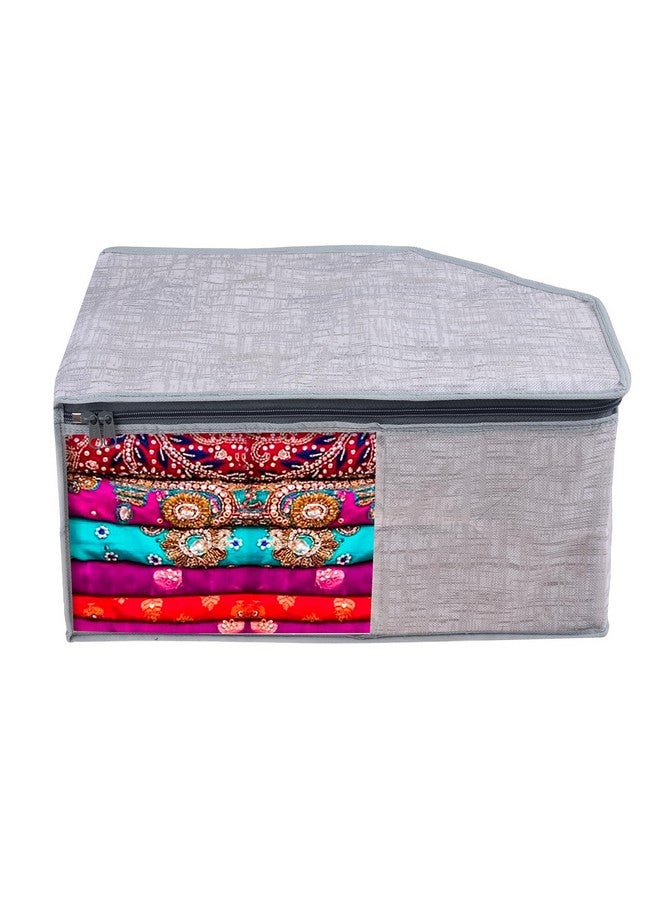 Kuber Industries Blouse Cover | Clothes Storage Bag | Zipper Closure Wardrobe Organizers | Clothes Organizer with Transparent Window | Jute Printed Clothes Bag | Pack of 6 | Gray - Image 2