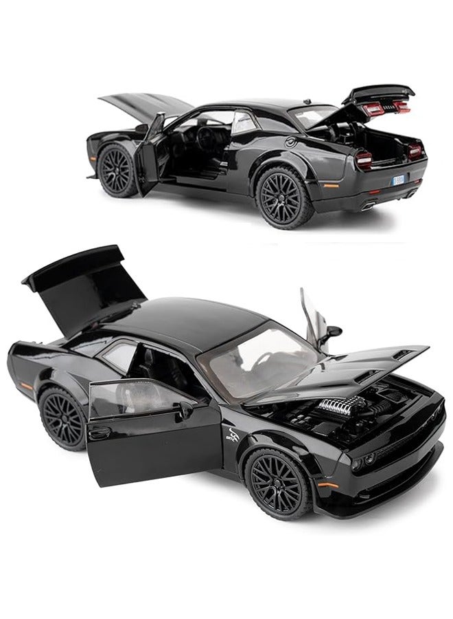 1:32 Alloy Dodge Challenger Hellcat Diecast Model Car with Light  Sound, Pull-Back Toy Vehicle - Collectible Toy Gift for Kids/Adults - Image 2