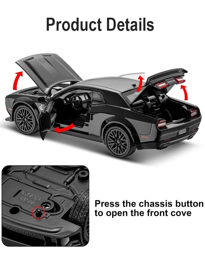 1:32 Alloy Dodge Challenger Hellcat Diecast Model Car with Light  Sound, Pull-Back Toy Vehicle - Collectible Toy Gift for Kids/Adults - Image 4