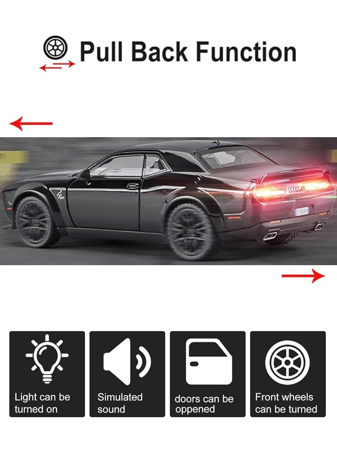1:32 Alloy Dodge Challenger Hellcat Diecast Model Car with Light  Sound, Pull-Back Toy Vehicle - Collectible Toy Gift for Kids/Adults - Image 3