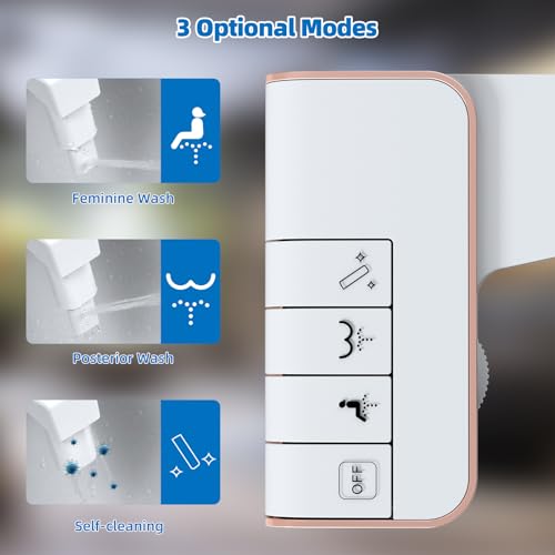 Hibbent Bidet Attachment for Toilet NonElectric Dual Nozzle for Frontal Rear Wash Adjustable Water Pressure Control Fresh Water Bidet Toilet Seat Self Cleaning Water Sprayer Rose Gold - Image 3