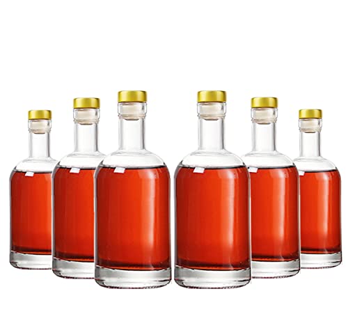 Kaachli Clear Glass Bottles 12 oz - 375ml [Pack of 6] for Wine Beverages Drinks Oil Vinegar Kombucha Beer Water Soda with Cork Stopper Airtight Lid - Image 1