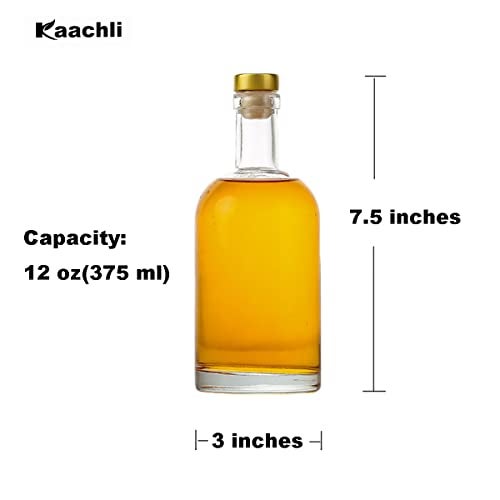 Kaachli Clear Glass Bottles 12 oz - 375ml [Pack of 6] for Wine Beverages Drinks Oil Vinegar Kombucha Beer Water Soda with Cork Stopper Airtight Lid - Image 5
