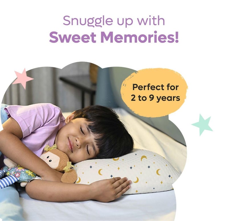ADMIRAE Premium Memory Foam Baby & Toddler Pillow | Head,Neck,Back Support Cushion | Washable Removable Cover | Ideal for Sleeping,Reading & Resting | Age 2to9 Year | 20.5x11.5x2.5 Moon & Star Print - Image 4