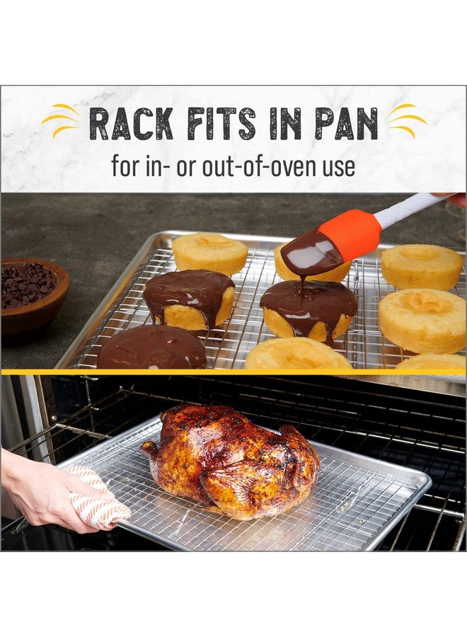 Checkered Chef Baking Sheet, 2 Pack Half Sheet Pan with Stainless Steel Wire Rack Set - Easy Clean Cookie Sheets for Baking - Image 3