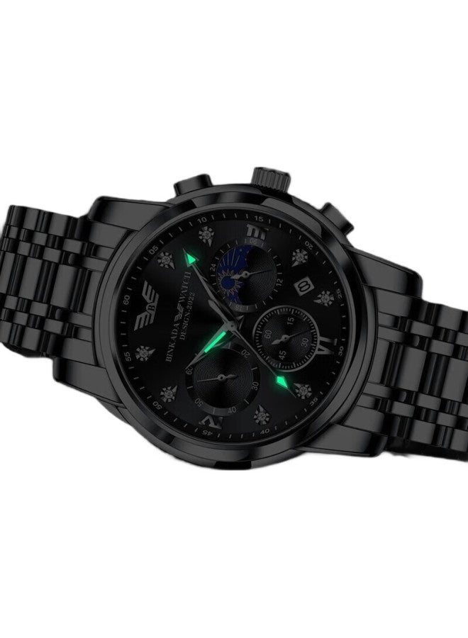 Binkada Amani Black Knight Watch For Men, Multifunctional Automatic Mechanical Style, Top Brand, College Student Father'S Day Gift - Image 1