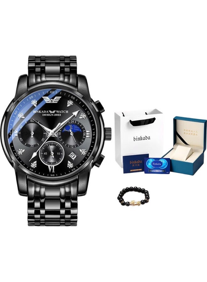 Binkada Amani Black Knight Watch For Men, Multifunctional Automatic Mechanical Style, Top Brand, College Student Father'S Day Gift - Image 2
