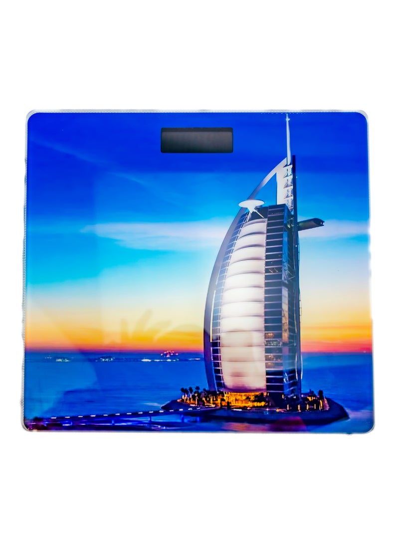 Generic Electronic Weighing Scale With Burj Alarab Print Design Electronic Bathroom Scale Ultra Slim    Blue 