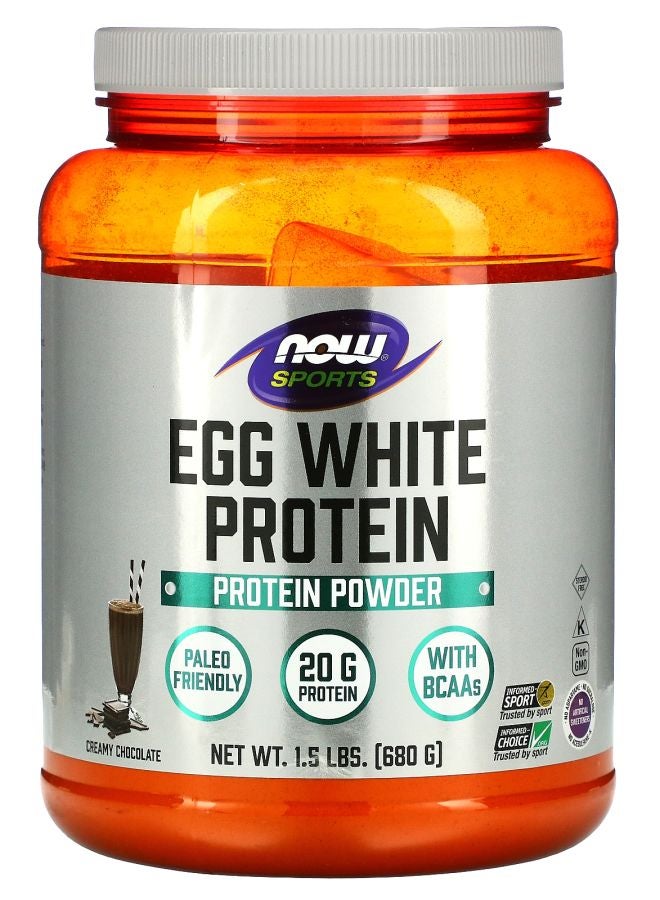 now Sports Egg White Protein Creamy Chocolate 1.5 lbs (680 g)