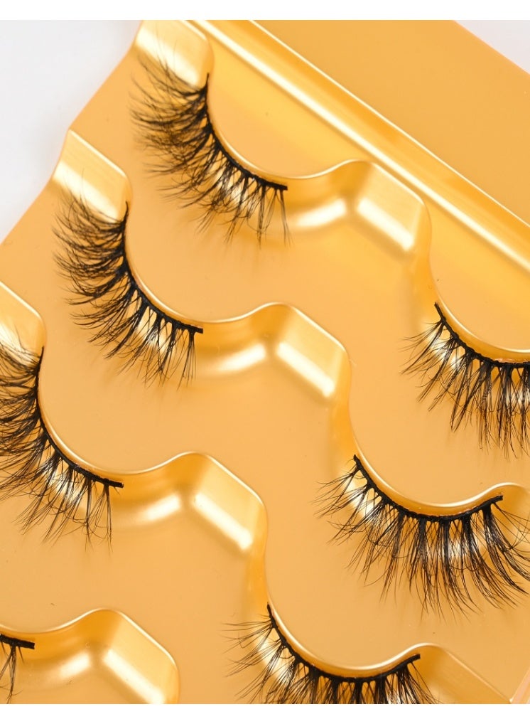 رموش نصف طول - رموش 3D كيرل خفيفة وناعمة - 5 أزواج من رموش المينك الصناعية القصيرة 9 - 16 مم للحصول على مظهر طبيعي، قابلة لإعادة الاستخدام يوميًا ومناسبة للمبتدئين - Image 2