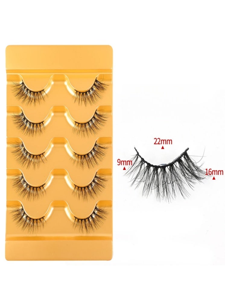 رموش نصف طول - رموش 3D كيرل خفيفة وناعمة - 5 أزواج من رموش المينك الصناعية القصيرة 9 - 16 مم للحصول على مظهر طبيعي، قابلة لإعادة الاستخدام يوميًا ومناسبة للمبتدئين - Image 3