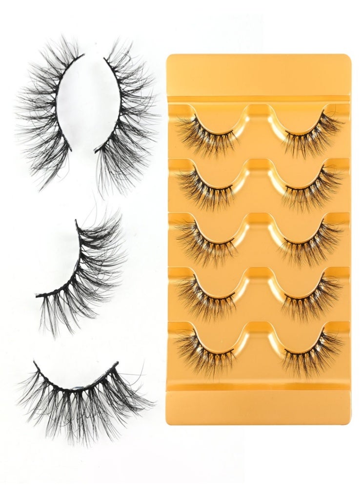 رموش نصف طول - رموش 3D كيرل خفيفة وناعمة - 5 أزواج من رموش المينك الصناعية القصيرة 9 - 16 مم للحصول على مظهر طبيعي، قابلة لإعادة الاستخدام يوميًا ومناسبة للمبتدئين - Image 4