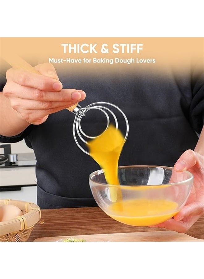 Egg Beater Stainless Steel Circle Flour Blender Brown, Dough Whisk with Stainless Steel Hook for Sourdough Baking Hand Tool  - Image 5