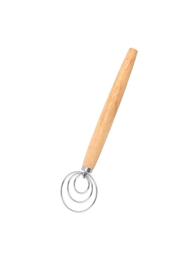 Egg Beater Stainless Steel Circle Flour Blender Brown, Dough Whisk with Stainless Steel Hook for Sourdough Baking Hand Tool  - Image 1