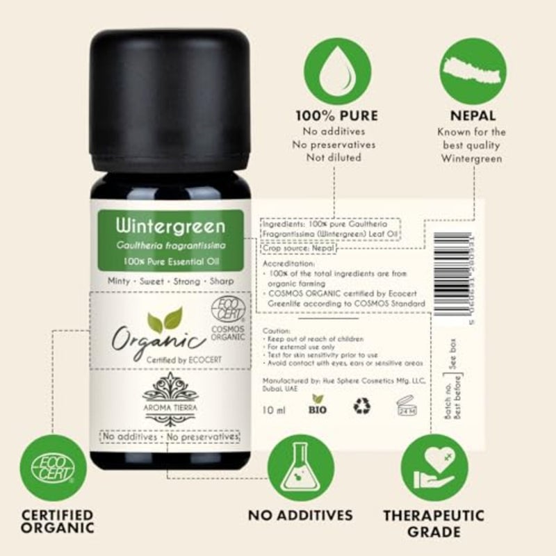 زيت وينترغرين العطري للعلاج العطري والتدليك، زيت طبيعي نقي برائحة النعناع المنعشة، مناسب للاستخدام في الناشر والعافية. - Image 2