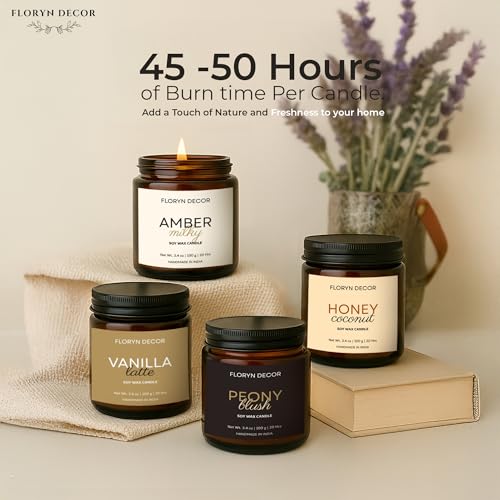 Floryn Decor Scented Soy Wax Candles Gift Set with Gift Box | 4 Premium Aromatherapy Candles with Natural Essential Oils | Long-Lasting 45-50 Hours Burn | Perfect for Gifting - Image 4