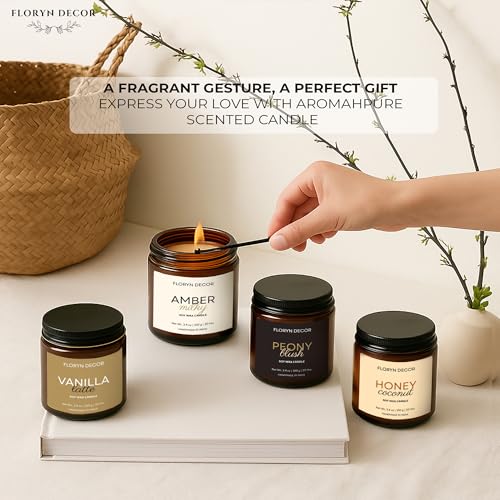 Floryn Decor Scented Soy Wax Candles Gift Set with Gift Box | 4 Premium Aromatherapy Candles with Natural Essential Oils | Long-Lasting 45-50 Hours Burn | Perfect for Gifting - Image 5