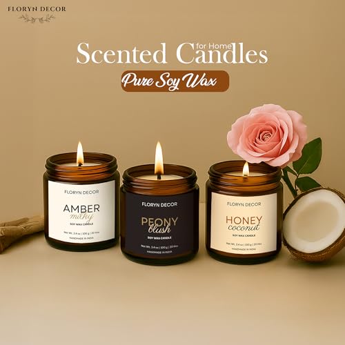 Floryn Decor Scented Soy Wax Candles Gift Set with Gift Box | 4 Premium Aromatherapy Candles with Natural Essential Oils | Long-Lasting 45-50 Hours Burn | Perfect for Gifting - Image 3