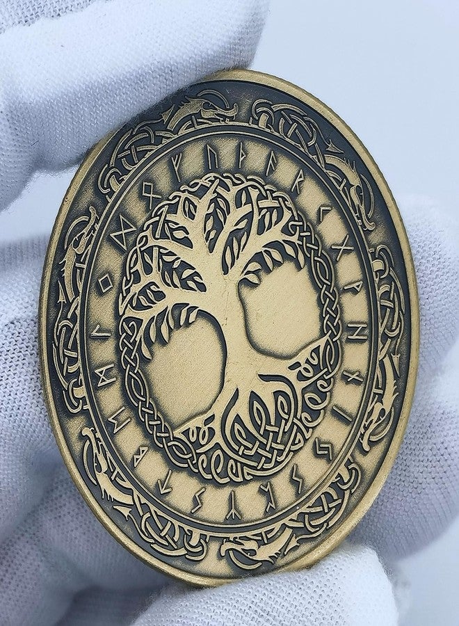 Aomcisi عملة تحدي الفايكنج Yggdrasil - تصميم رونيكي لشجرة الحياة الإسكندنافية لعشاق الفايكنج والأساطير الإسكندنافية - Image 4