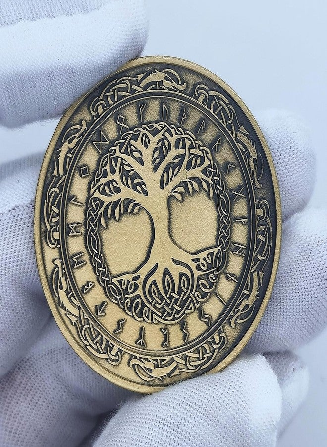 Aomcisi عملة تحدي الفايكنج Yggdrasil - تصميم رونيكي لشجرة الحياة الإسكندنافية لعشاق الفايكنج والأساطير الإسكندنافية - Image 5