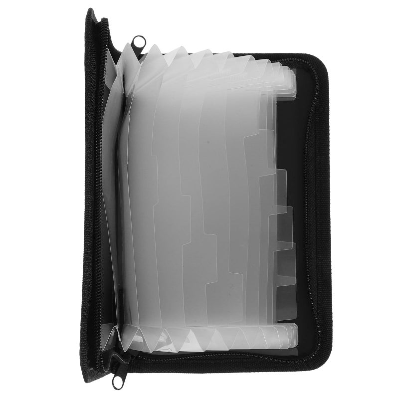 A6 Mini Accordion File Organizer Zipper Expanding Folder with Sleeves for Documents Receipts Office Travel Black - Image 2