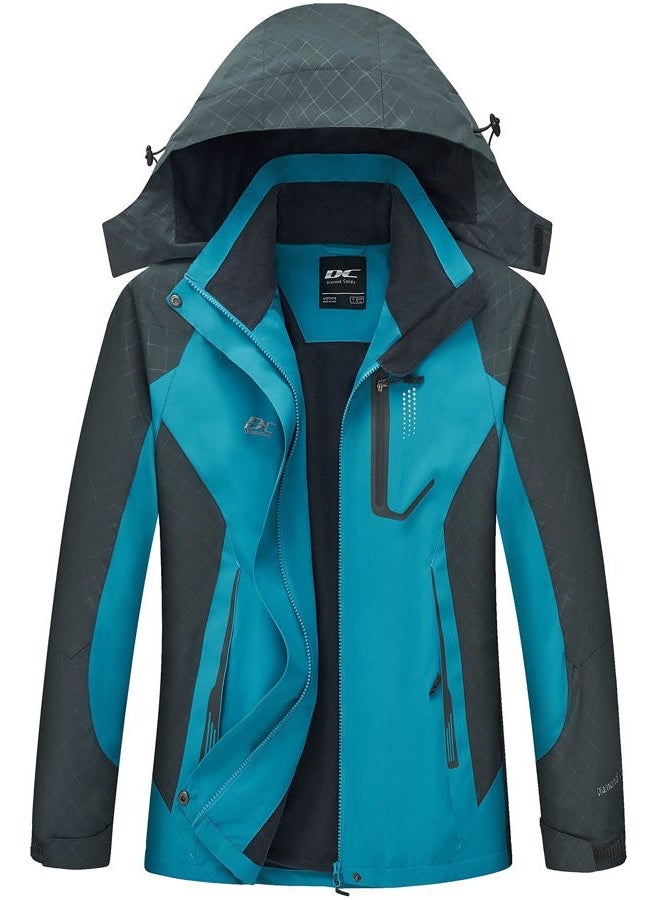 Diamond Candy Women's Waterproof Rain Jacket with Hood Lightweight Outdoors Raincoat Blue - Image 1