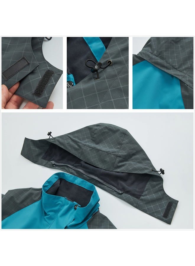 Diamond Candy Women's Waterproof Rain Jacket with Hood Lightweight Outdoors Raincoat Blue - Image 2