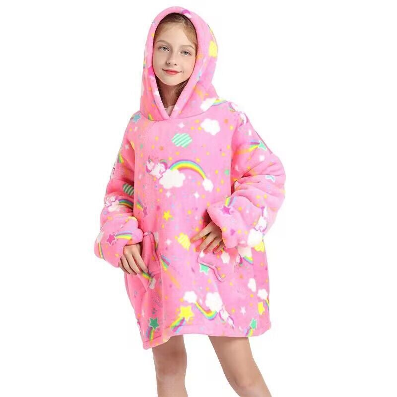 general Kids Cartoon Hooded Flannel Robe Winter Warm Home Clothing - Image 2