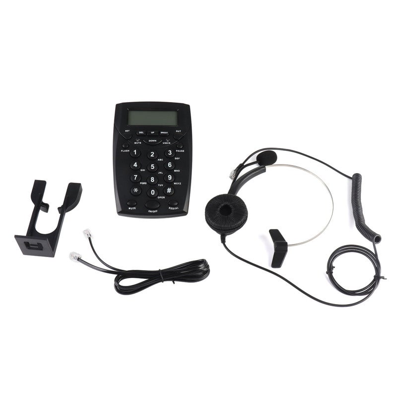 Headset Dialpad Telephone with LED Display Noise Canceling Mic - FSK DTMF Caller ID Corded Headset Landline for Call Center - Image 1