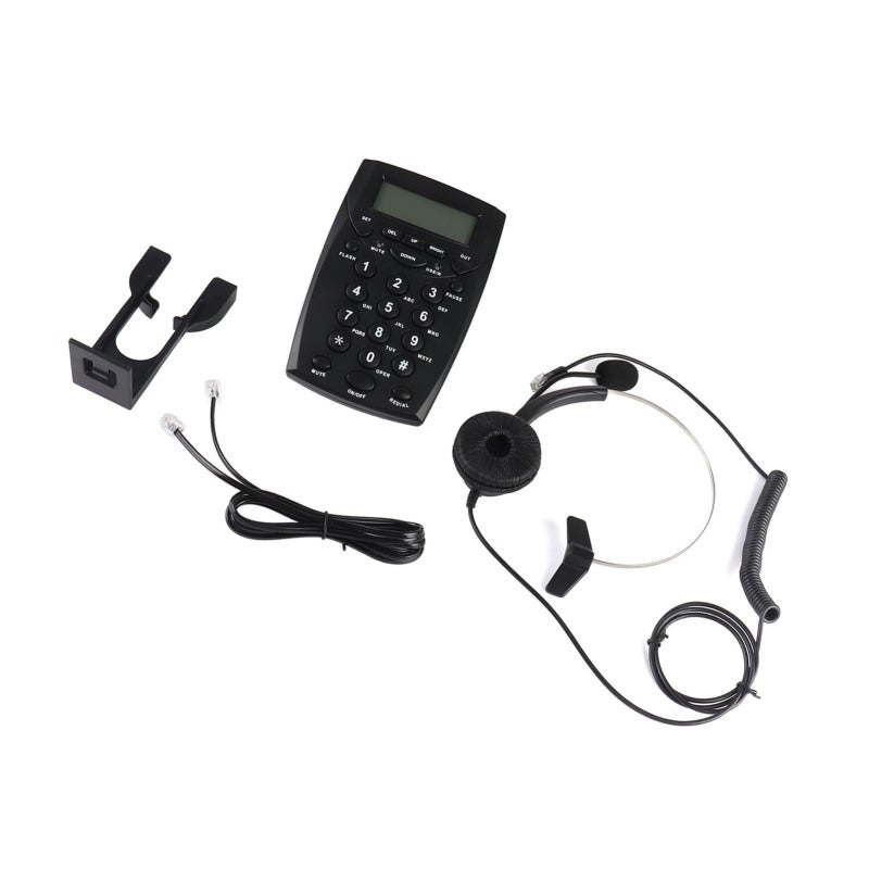 Headset Dialpad Telephone with LED Display Noise Canceling Mic - FSK DTMF Caller ID Corded Headset Landline for Call Center - Image 5