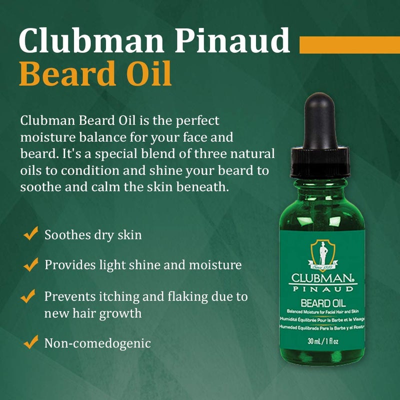 Clubman Pinaud Beard Oil for Men â€“ Nourishing & Hydrating Beard Oil, Balanced Moisture for Facial Hair and Skin, 1 fl oz, 2 Pack - Image 4