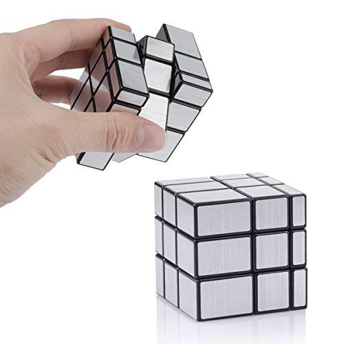 D-FantiX Shengshou Mirror Cube 3x3x3 Speed Cube 3x3 Mirror Blocks Cube Different Shapes Silver Cube 57mm - Image 5