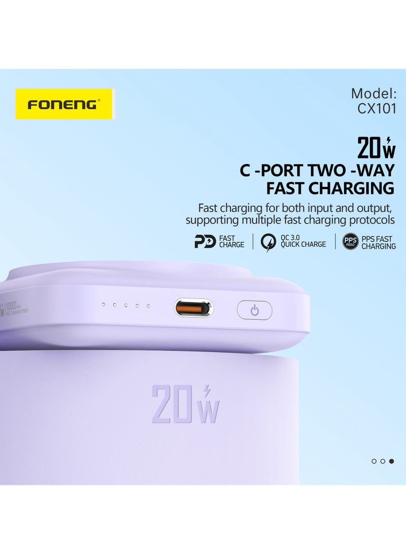 FONENG CX101 10000mAh Magnetic Wireless Power Bank – 15W Fast Charging with Built-in Stand and Portable Design Black. - Image 4