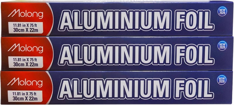 MGENLONG Aluminum Foil Wrap 75 Feet Long Heavy Duty Food Foil Wrap Kitchen Rap Suitable for Cooking, Roasting, Baking,BBQ and Family Parties (3 PACK) - Image 1