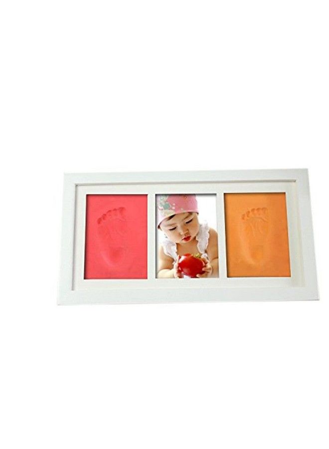 BABIES BLOOM Babies Bloom Babies Bloom Baby Handprint And Footprint Makers Kit Baby Keepsake Frame For Newborn Boys & Girls (Wooden Frame With Orange And Red Clay)  - Image 1