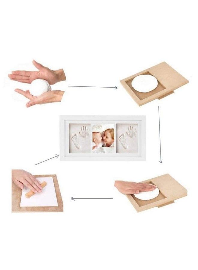 BABIES BLOOM Babies Bloom Babies Bloom Baby Handprint And Footprint Makers Kit Baby Keepsake Frame For Newborn Boys & Girls (Wooden Frame With Orange And Red Clay)  - Image 4