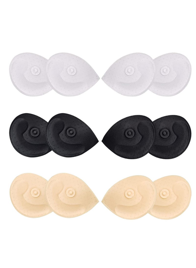 Bra Pad Inserts, Women's Removable Underwear Inserts Sponge Cups Semicircular Replacement Pads for Yoga Swimwear Bikini Swimsuits, Etc. (6 Pairs, White Black Skin Color) - Image 1